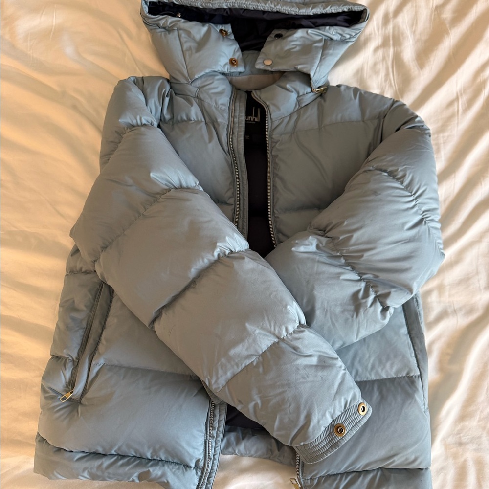 Dunhill Warm Haze Blue Puffer Jacket with detachable hat